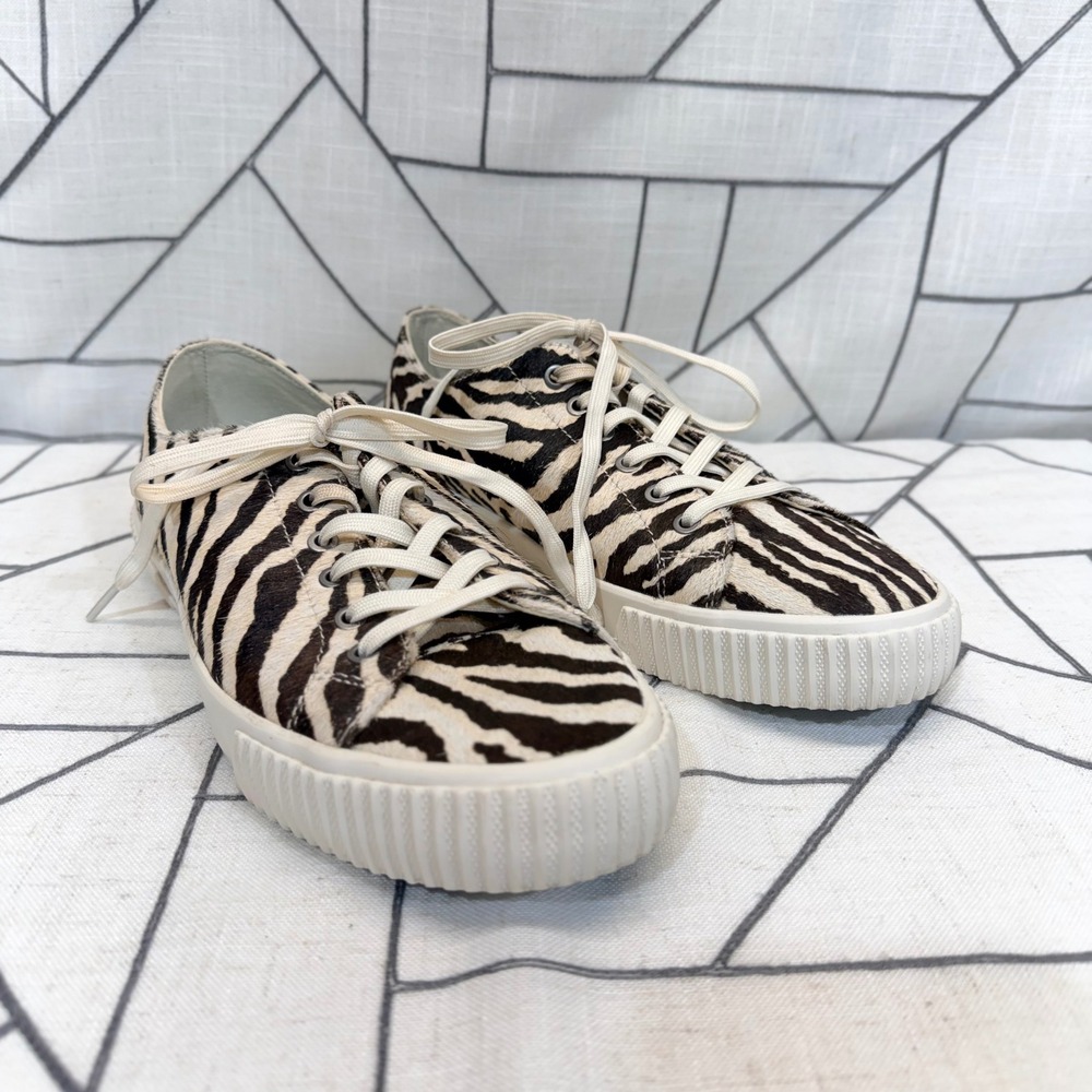SeaVees Darby Sneaker 9.5 Zebra Cowhide Calf Hair Low Top Lace‎ Up Shoes
